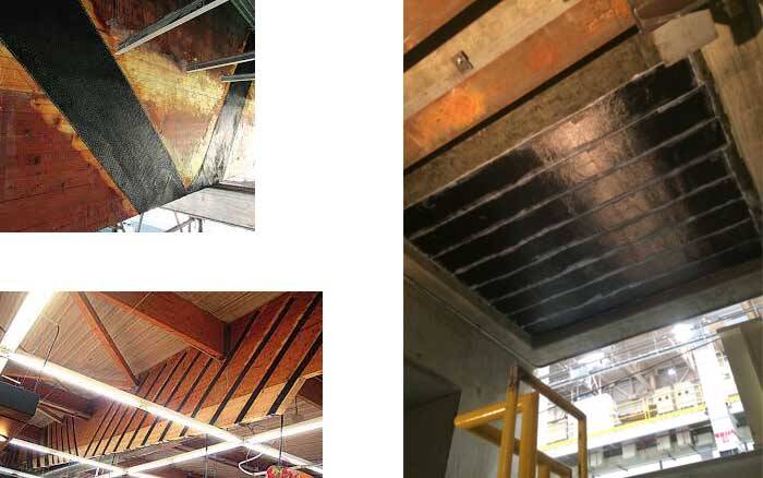 The wooden structure is reinforced with carbon fiber The wooden structure is reinforced with carbon fiber