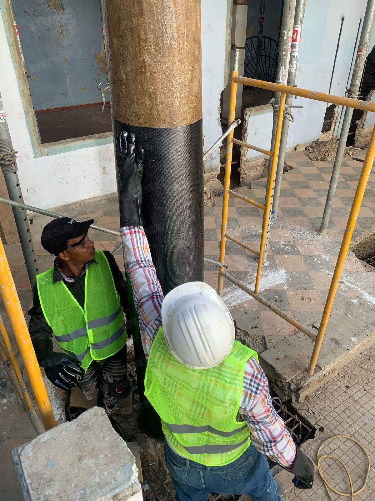 Carbon Fiber Sheet Reinforcement of a Resort Columns